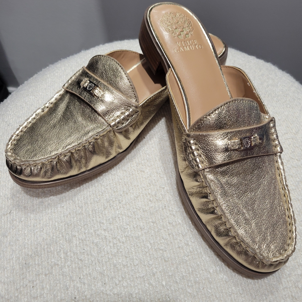 Vince Camuto Metallic Gold Loafers